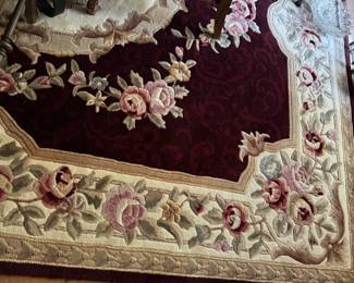 Aubusson Floral Wool Large Room Size Area Rug 8x10