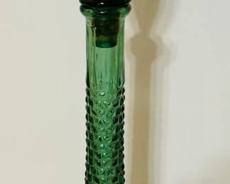 Vintage MCM Empoli Genie Bottle Decanter Green Glass 22.5" Tall