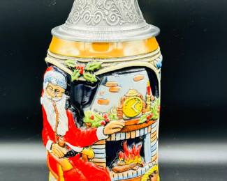 Santa taking a break Stein German Christmas Stein