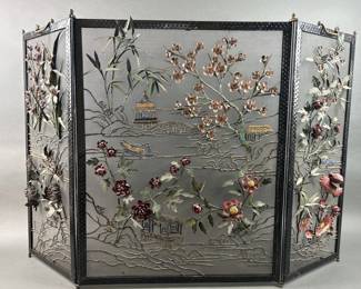 Lot 242 | Beautiful Asian 3 Panel Screen Hand Painted

