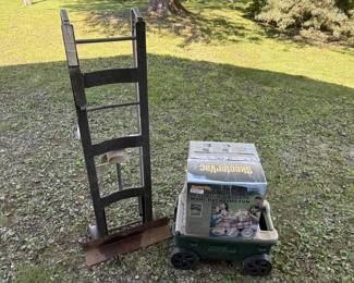 Lot 175 | Vtg Lawn Buddy, Skeeter Vac, & Dolly
