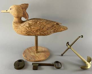 Lot 58 | Hand Carved Decoy, Mini Anchor & More
