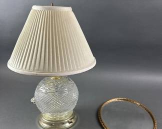 Lot 152 | Crystal Table Lamp & Gold Tone Mirror

