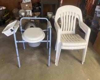 Lot 150 | Plastic Chairs & Portable Potty Chair
