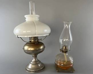 Lot 19 | Pair Of Antique Oil Lamps B&R & Lamplight Farm
