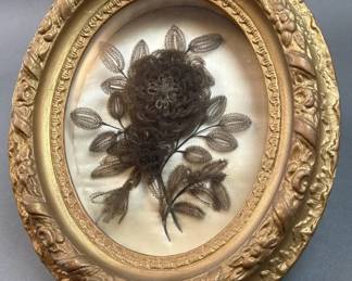 Lot 376 | Antique Victorian Hair Art Ornate Frame
