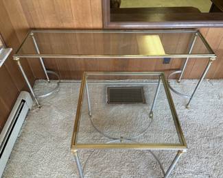 Lot 179 | Vtg Steel & Brass Glass-Top Tables

