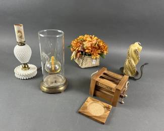 Lot 174 | Hobnail Milk Glass Lamp, Wolfard Oil Lamp & More
