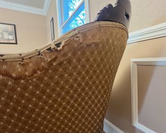 Duncan Phyfe Style Settee with Carved Wood Details - Minor burn damage to the back upper molding: shown in images. Asking $150 - Value $300-$700. Priced to sell. 