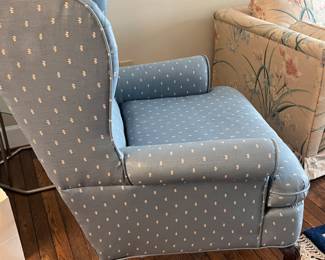 Vintage Wingback Chair w/ Polka Dot Upholstery - $100 - Value $150-$300. Priced to sell. 
