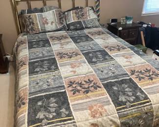 Vintage Brass Headboard - Includes mattress, bedding etc. Buyer is responsible for tools to disassemble. $100 for the set. Value $150-$300 for the headboard alone. 