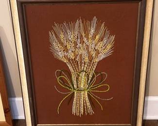 Framed Wheat Embroidery Artwork - $30 - Value $100 to $300 