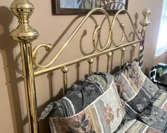 Vintage Brass Headboard - Includes mattress, bedding etc. Buyer is responsible for tools to disassemble. $100 for the set. Value $150-$300 for the headboard alone. Vintage Brass Headboard - Includes mattress, bedding etc. Buyer is responsible for tools to disassemble. $100 for the set. Value $150-$300 for the headboard alone. 