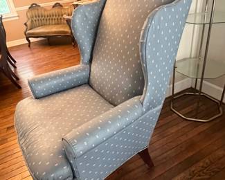 Vintage Wingback Chair w/ Polka Dot Upholstery - $100 - Value $150-$300. Priced to sell. 