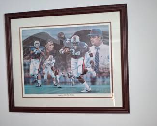Signed & Number Artist Print of 1990 Auburn University Football