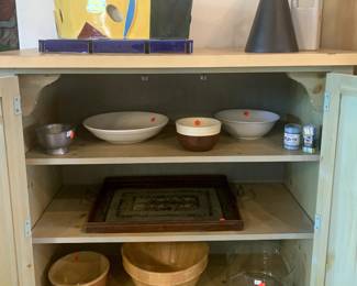 Assorted Bowls, Serving Tray, Judith Solomon Ceramic Art, Black Conical Art Piece, European Studio Ceramic Vase