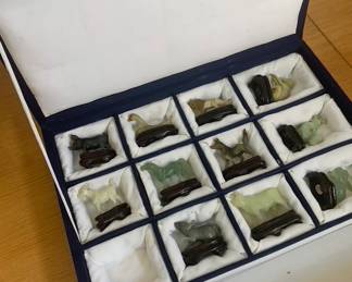 Set of Jade Astrology Statues on Stands