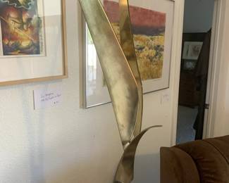 Curtis Jere Signed Brass Seagull and Marble Statue