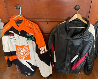 Leather jacket and Home Depot jacket