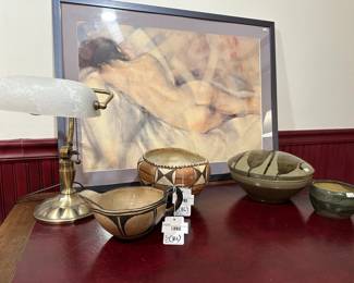 BL 1940's Southwestern Spouted Pottery, Bankers Lamp