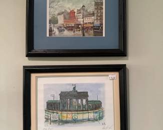 Various Framed Worldly Art from Places such as Amsterdam, Austria, and Budapest