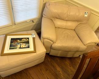 Cream chair and ottoman
