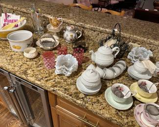 Tea Set, Mixing Bowls, Hobnail Candy Dishes, Imperatrice All White China Set, Lenox Shell Bowl