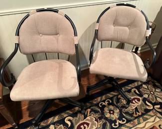 Metal and Upholstered Swivel Chairs