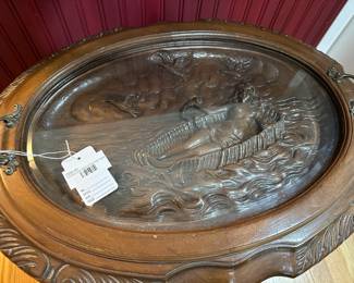 Carved Lady Walnut Serving Table