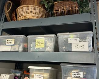 electric boxes, sockets, screws, switches, lightbulbs