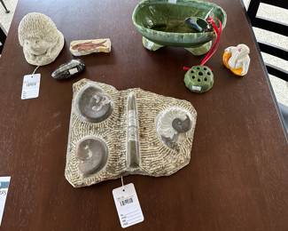 Polished Fossil Stone, Stone Hedgehog Decoration, Fossils, Flower Frog, Hummingbird Ornament
