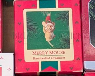 (17 PCS) HALLMARK ORNAMENTS, MICE ALL IN ORIGINAL BOXES INCLUDES: "CHRISTMAS CUDDLE", "GOIN' SOUTH" & MORE RETAIL VA...