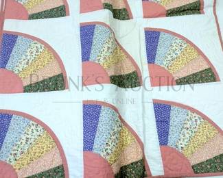 (2) QUILTED BED SPREADS, MATCHING QUILTED FAN DESIGN 72" X 84"