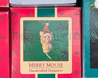 (17 PCS) HALLMARK ORNAMENTS, MICE ALL IN ORIGINAL BOXES INCLUDES: "CHRISTMAS CUDDLE", "GOIN' SOUTH" & MORE RETAIL VA...