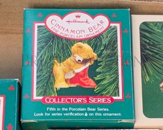 (19 PCS) HALLMARK ORNAMENTS, BEARS ALL IN ORIGINAL BOXES INCLUDES: "LOVING BEAR", "CINNAMON BEAR" & MORE RETAIL VALUE...
