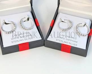 (2 PR.) WH. SAPPHIRE AND STERLING HOOPS (2) PAIRS OF LAB CREATED WHITE SAPPHIRE AND STERLING SILVER HOOP EARRINGS....