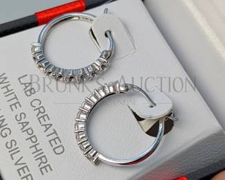 (2 PR.) WH. SAPPHIRE AND STERLING HOOPS (2) PAIRS OF LAB CREATED WHITE SAPPHIRE AND STERLING SILVER HOOP EARRINGS....