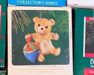 (19 PCS) HALLMARK ORNAMENTS, BEARS ALL IN ORIGINAL BOXES INCLUDES: "LOVING BEAR", "CINNAMON BEAR" & MORE RETAIL VALUE...
