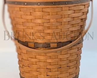 LARGE! - LONGABERGER BANKERS WASTE BASKET W/ HANDLE AND LINER JW COLLECTION - 1989 EDITION HAND-WOVEN - MADE IN DRE...
