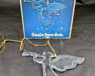 KOSTA BODA GLASS FLYING ANGEL W/ ORIGINAL BOX 9.25" T