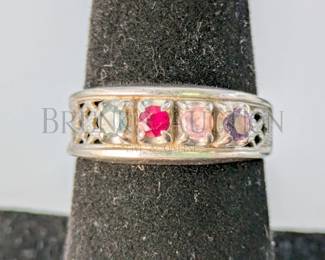 10K GOLD RING W/ COLORED STONES SIZE 7