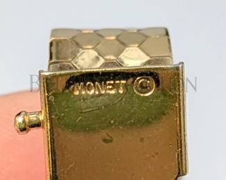 VINTAGE MONET GOLD NECKLACE AND BRACELET (1) MONET SET - GOLDEN SNAKE CHAIN NECKLACE WITH MATCHING BRACELET. DES...