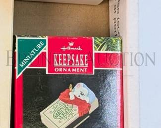 (17 PCS) HALLMARK ORNAMENTS, MINIS ALL IN ORIGINAL BOXES INCLUDES: "CANDY APPLE MOUSE", "PRESENT OF ANGELS" & MORE R...