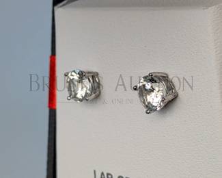 SAPPHIRE AND STERLING EARRINGS & HEART NECKLACE (1) WHITE SAPPHIRE AND STERLING SILVER HEART PENDANT NECKLACE. 18"...