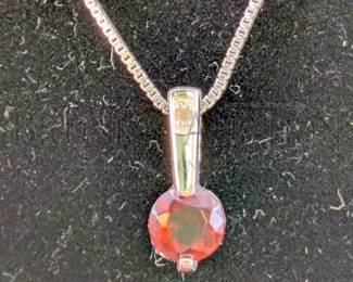 STERLING NECKLACE & RING (1) STERLING NECKLACE & STERLING PENDANT W/ COLORED STONES 17" L / 0.5" L (1) STERLING RING W/...