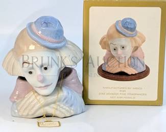 PAUL SEBASTIAN PORCELAIN CLOWN W/ ORIGINAL BOX 7" T * NO WOODEN BASE, AS IN PICTURE ON BOX *