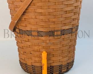 LARGE! - LONGABERGER BANKERS WASTE BASKET W/ HANDLE AND LINER JW COLLECTION - 1989 EDITION HAND-WOVEN - MADE IN DRE...
