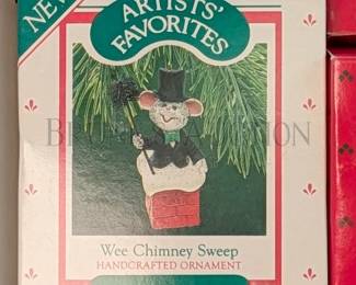 (17 PCS) HALLMARK ORNAMENTS, MICE ALL IN ORIGINAL BOXES INCLUDES: "CHRISTMAS CUDDLE", "GOIN' SOUTH" & MORE RETAIL VA...