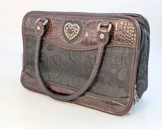 BRIGHTON LEATHER TRAVEL / MAKEUP CASE, USED 12" W X 8.5" T