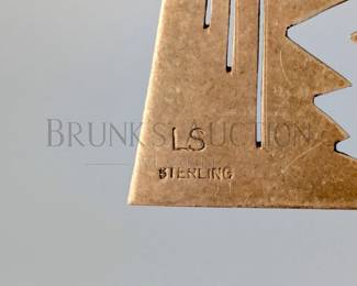 (1 PR) STERLING NATIVE AMERICAN "STORM" EARRINGS, PIERCED ARTIST SIGNED: "LS" 1.5" T